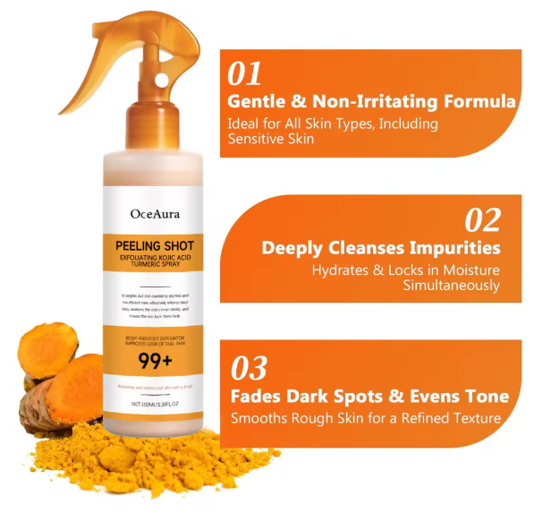 BODY KERATIN, KOJIC ACID & TURMERIC PEELING SPRAY